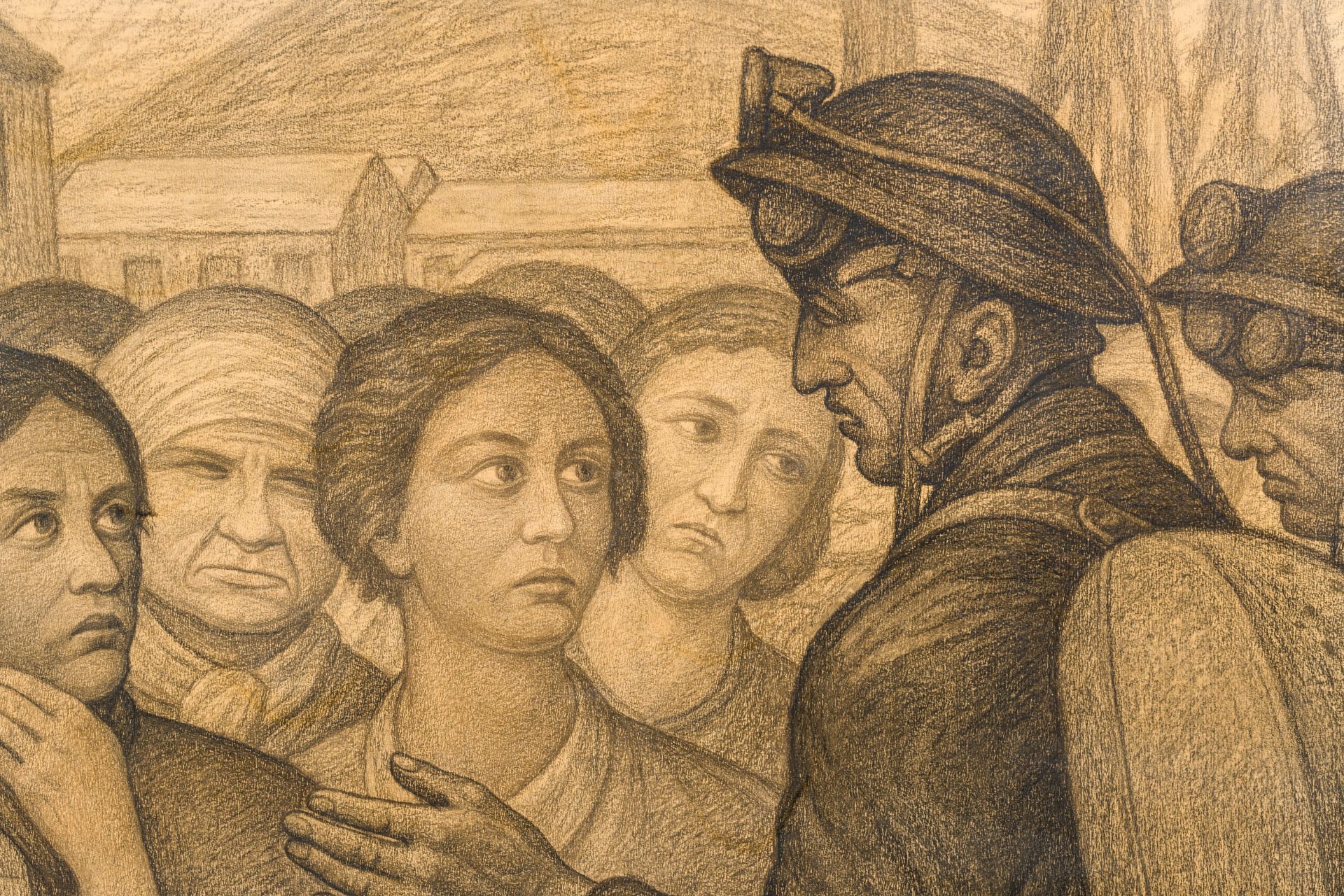 Evariste Gustave De Buck (1892-1974): The Marcinelle mining disaster, charcoal on paper, dated 1956 - Image 5 of 6