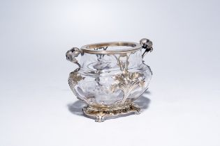 A French partly gilt silver mounted cut crystal Art Nouveau vase, maker's mark Boivin Fils, Paris, c