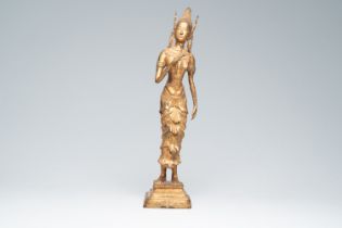 A Thai gilt bronze figure of a dancer, Rattanakosin, 19th C.