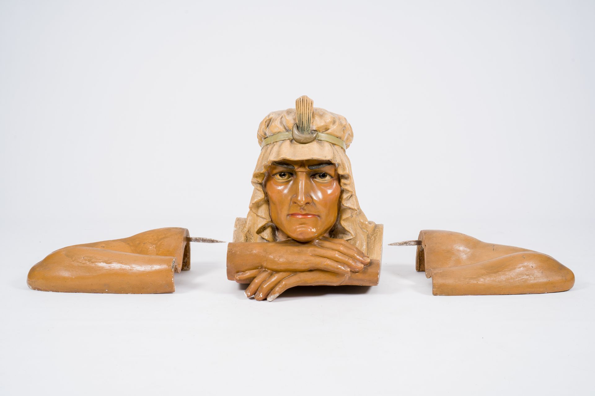 A polychrome plaster bust of Rudolph Valentino as 'The Young Radjah', 1920's - Image 4 of 9