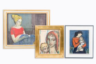 Ludo Laagland (1923-2006): Two scenes with mother and child and a reading lady, oil on canvas marouf