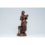 Albert Rolle (1816-?): Mother and child, brown patinated bronze