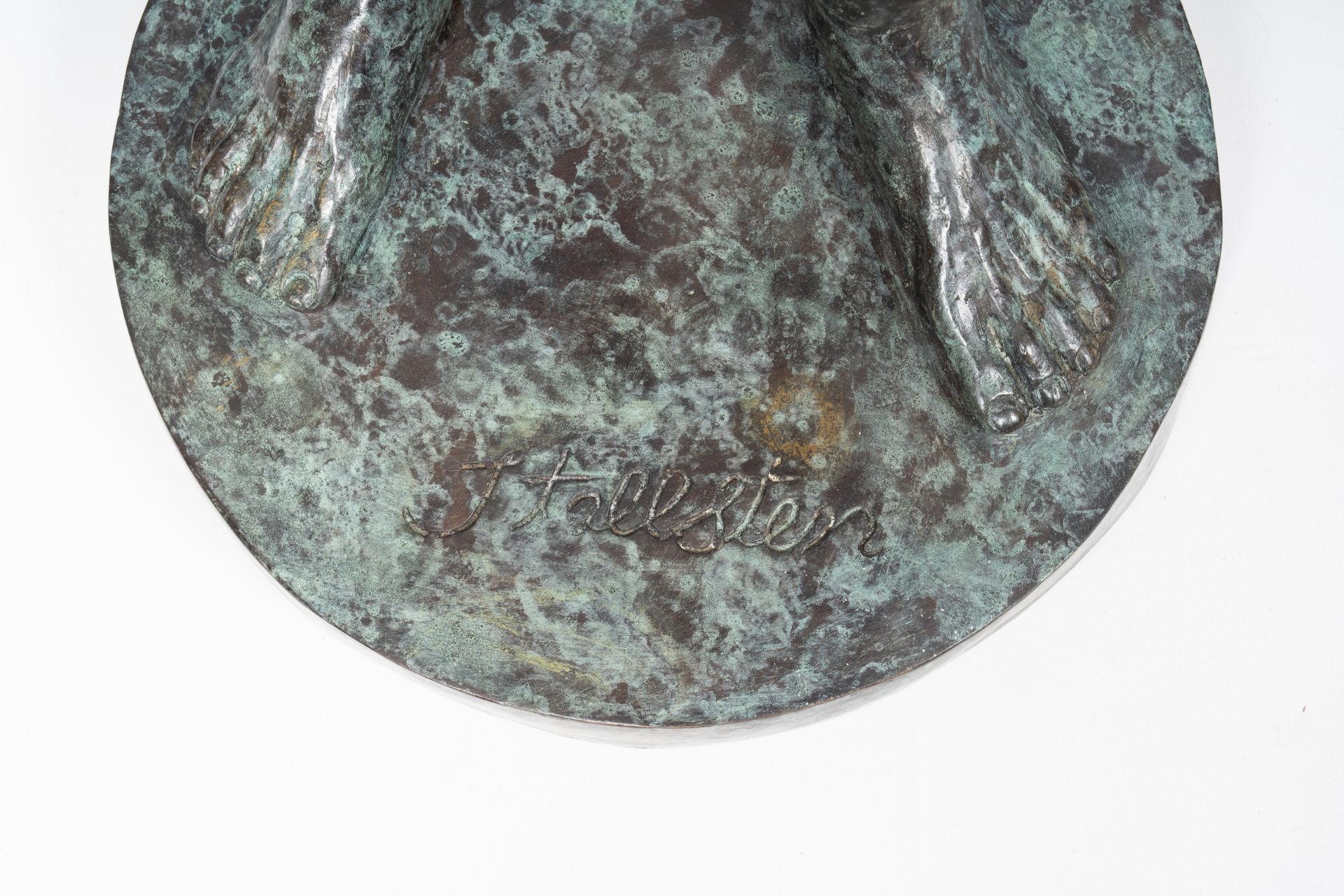 After the antique, J. Tallsten (?): A Riace bronze, bronze with green marbled patina, 20th C. - Image 7 of 7