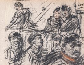 Eugeen Van Mieghem (1875-1930): Workers, mixed media on paper