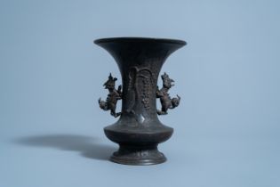 A Japanese bronze vase with 'kirin' handles, Edo, 17th C.