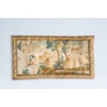 A large French Aubusson wall tapestry with dancers in a landscape, 18th C.