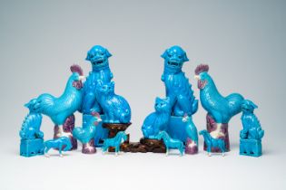 Fourteen Chinese turquoise models of animals, 20th C.