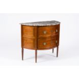 A French Neoclassical wood half circle chest with two drawers and marble top, France, first half 20t