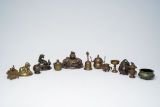 An extensive and varied collection of thirteen Chinese and Southeast-Asian bronze objects, 19th/20th