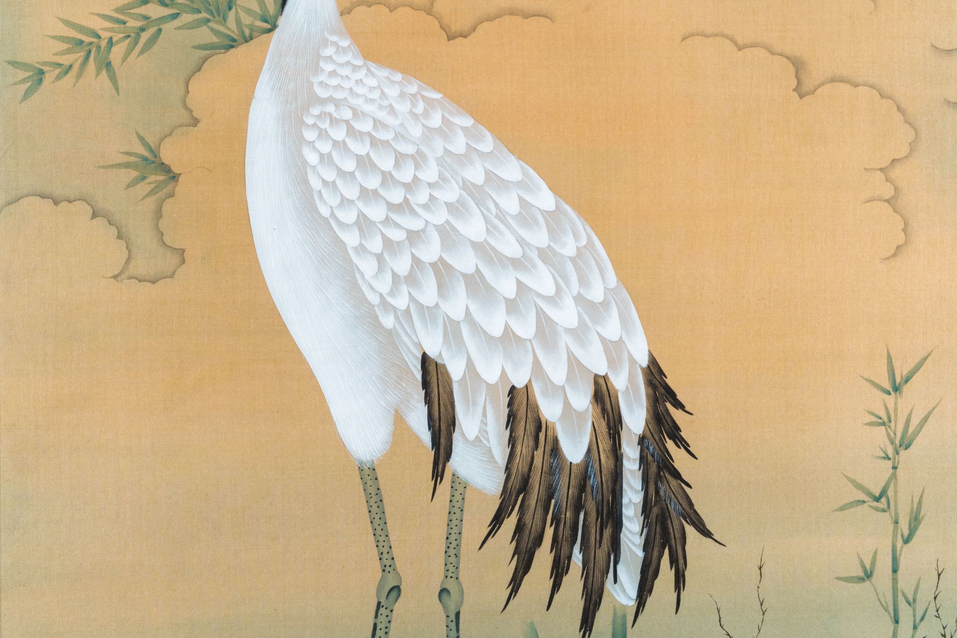 Chinese school: Two cranes, ink and colours on silk, 20th C. - Image 6 of 10