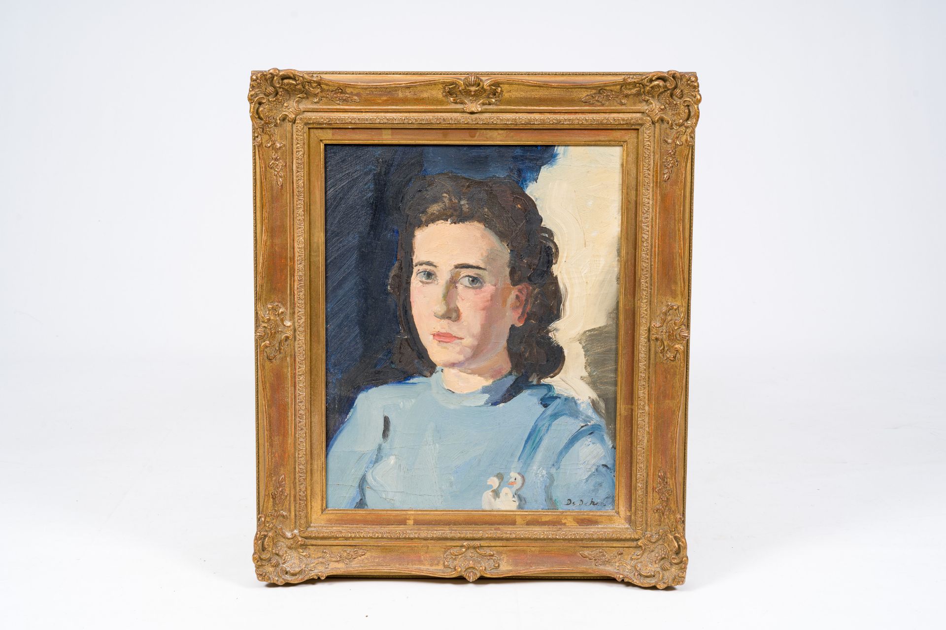 Albert De Deken (1915-2003): Portrait of a lady, oil on canvas - Image 2 of 5