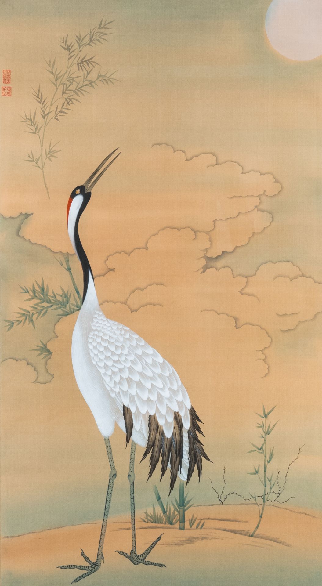 Chinese school: Two cranes, ink and colours on silk, 20th C. - Image 2 of 10