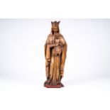A large French carved wood Virgin and Child, 18th C.
