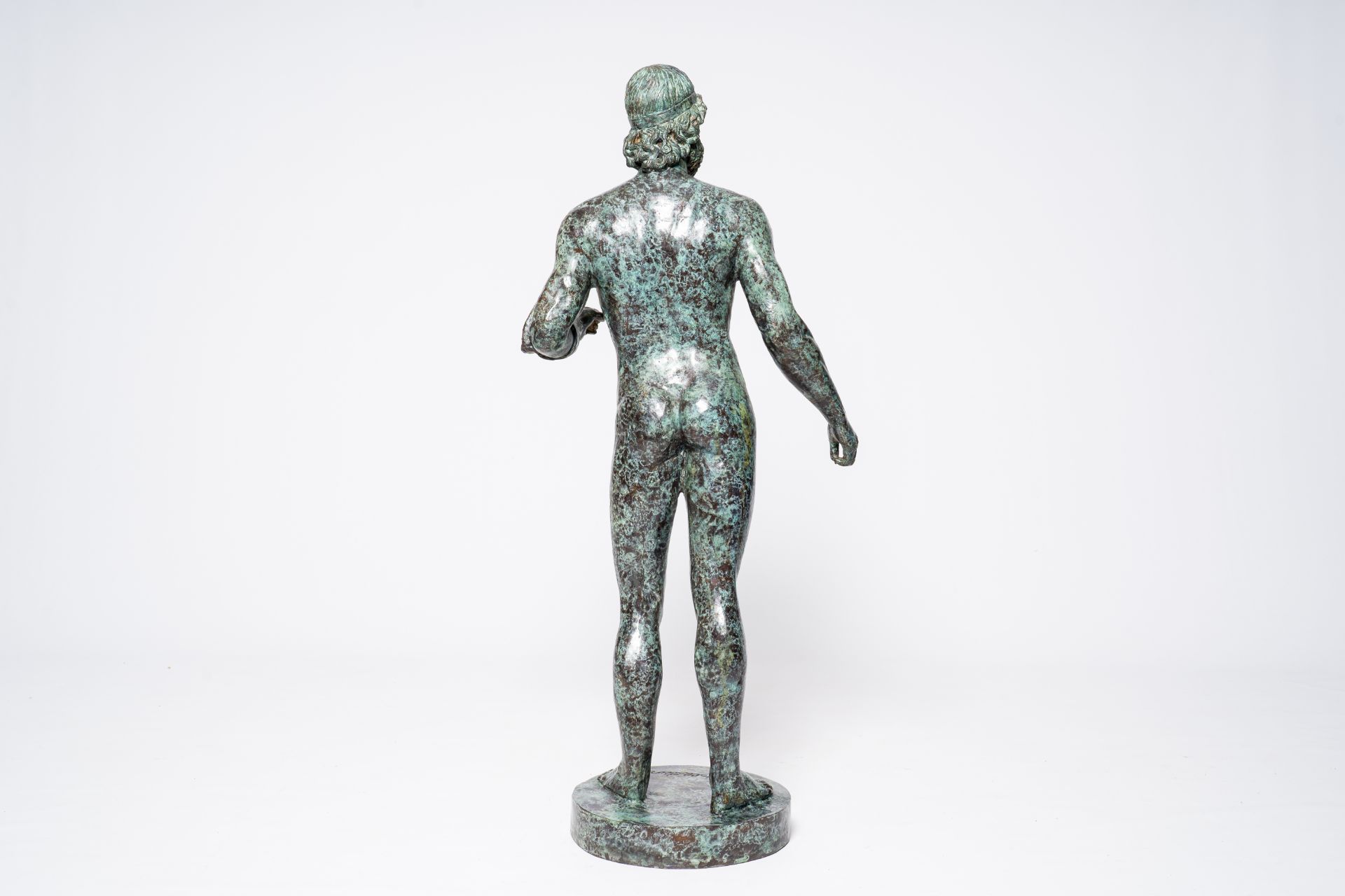 After the antique, J. Tallsten (?): A Riace bronze, bronze with green marbled patina, 20th C. - Image 3 of 7