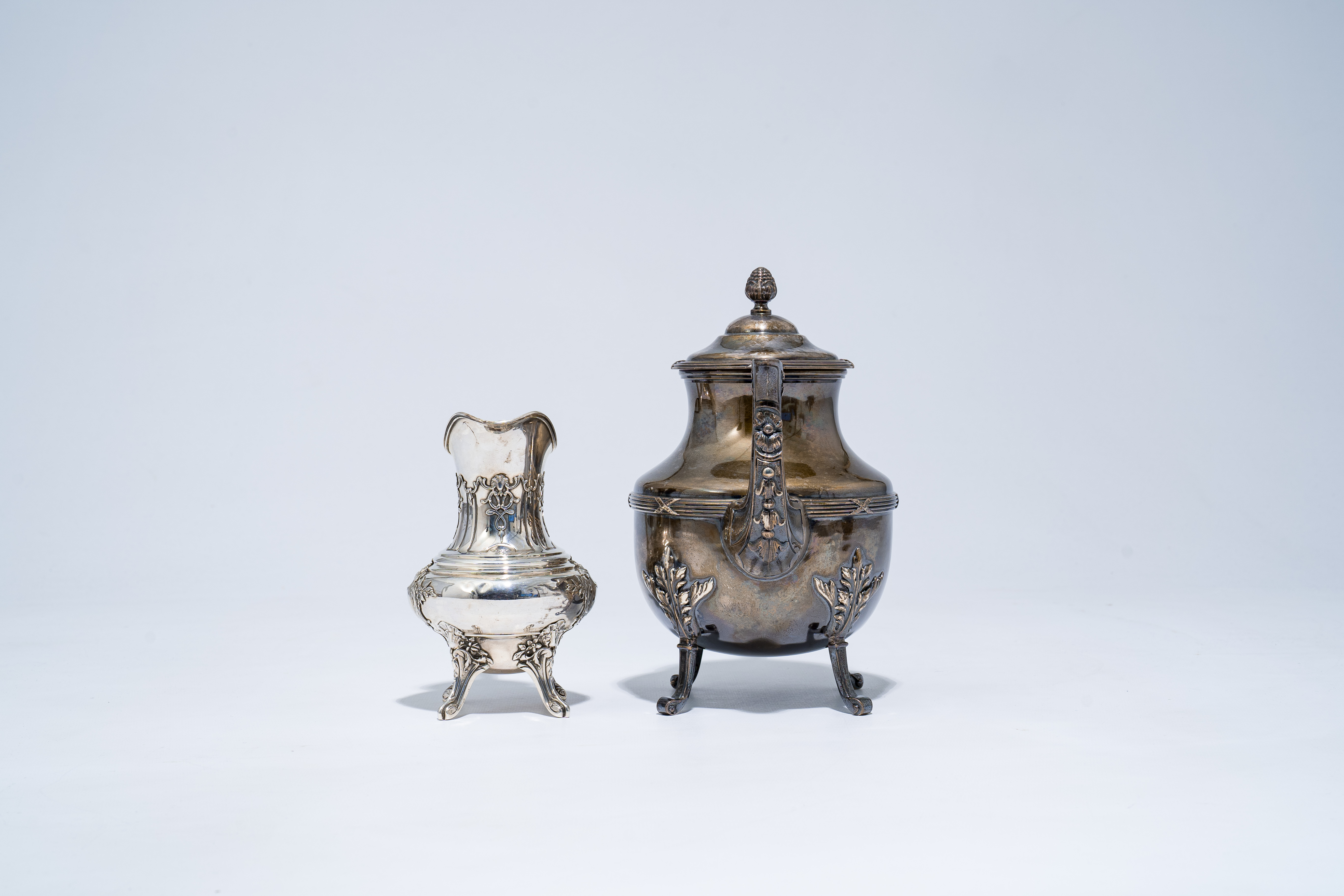 A French silver milk jug, maker's mark Victor Boivin (fils), 950/000 and a silver teapot with French - Image 5 of 10