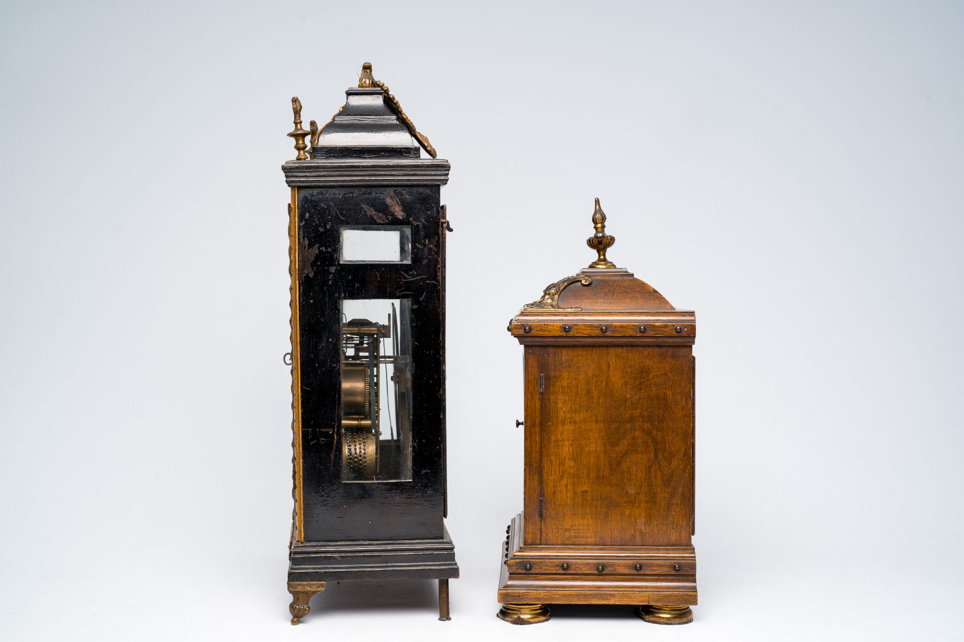 Two German bronze mounted table clocks in (ebonized) wood, 19th/20th C. - Image 2 of 7