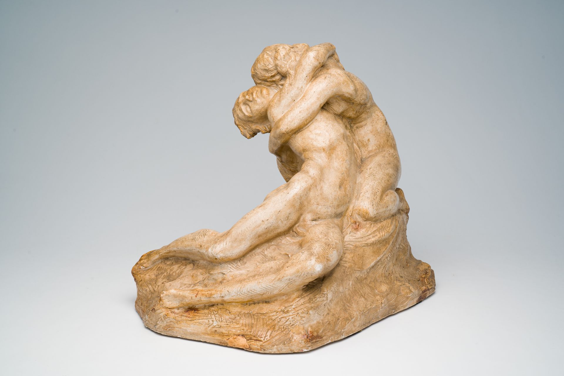 Cesar Schroevens (1884-1972): The embrace, patinated plaster, dated 1943