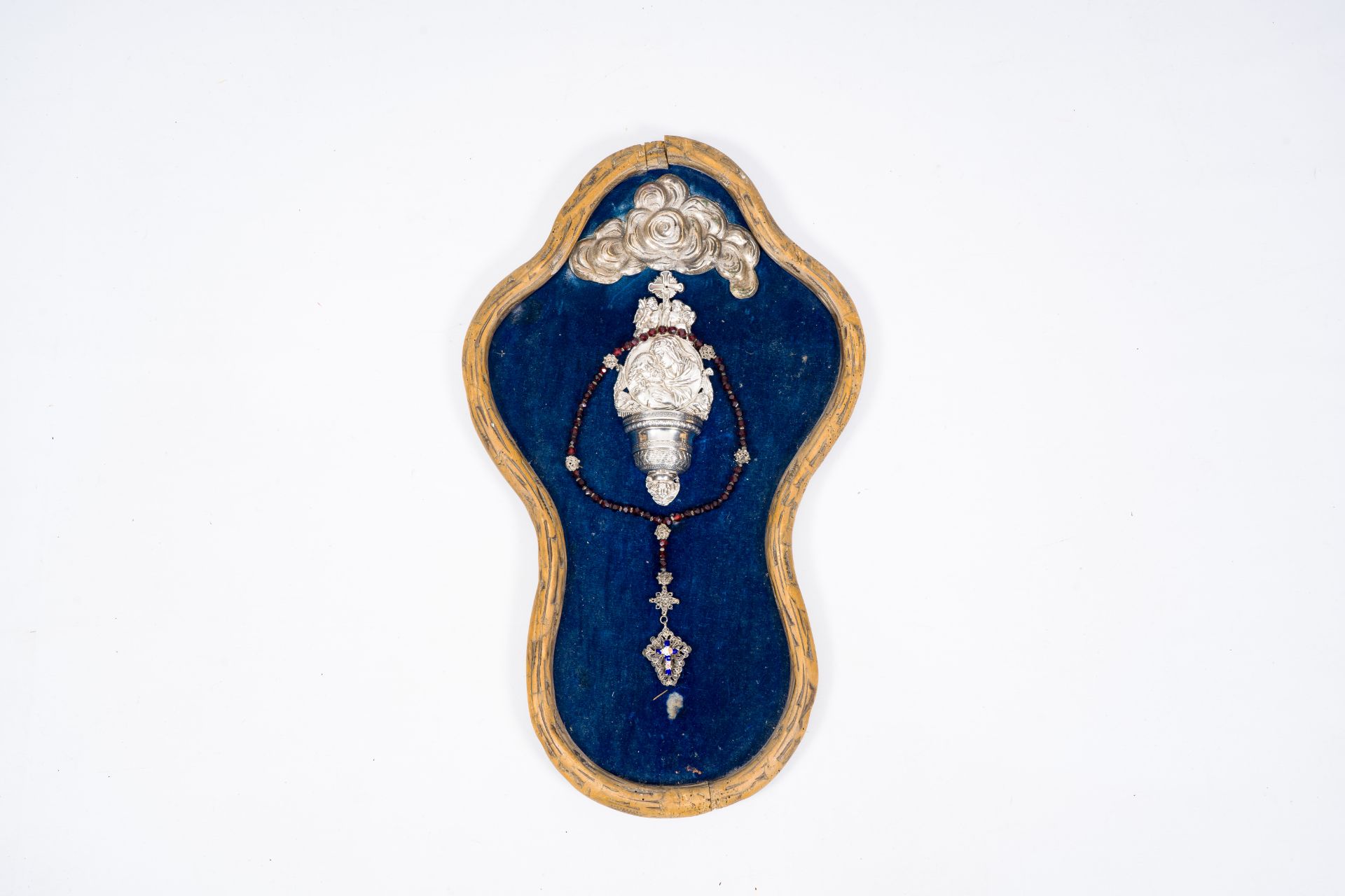 An Italian Lombardo-Veneto holy water font and a necklace with enamel decoration, Milan, early 19th