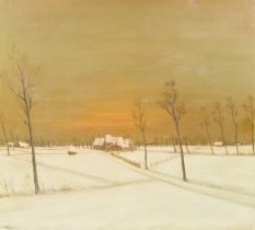 Oscar Colman (1893-1963): Winter landscape at dusk, oil on canvas