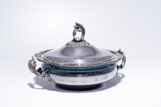 A Belgian silver Louis XV style tureen and cover, maker's mark Albert Charlent, 835/000, Brussels, m