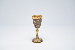 A Russian partly gilt silver cup with floral design, Moscow, Dutch import mark (Z2), dated 1751