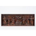 A large Flemish carved wood 'Nativity' panel, 17th C.