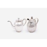 Two German and Dutch silver teapots and covers, 830 and 835/000, 20th C.