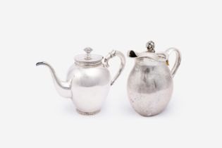 Two German and Dutch silver teapots and covers, 830 and 835/000, 20th C.