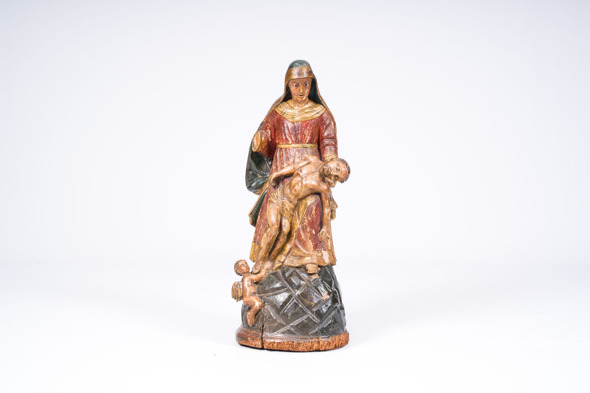 A French polychromed carved wood Pieta, 17th C. - Image 2 of 7