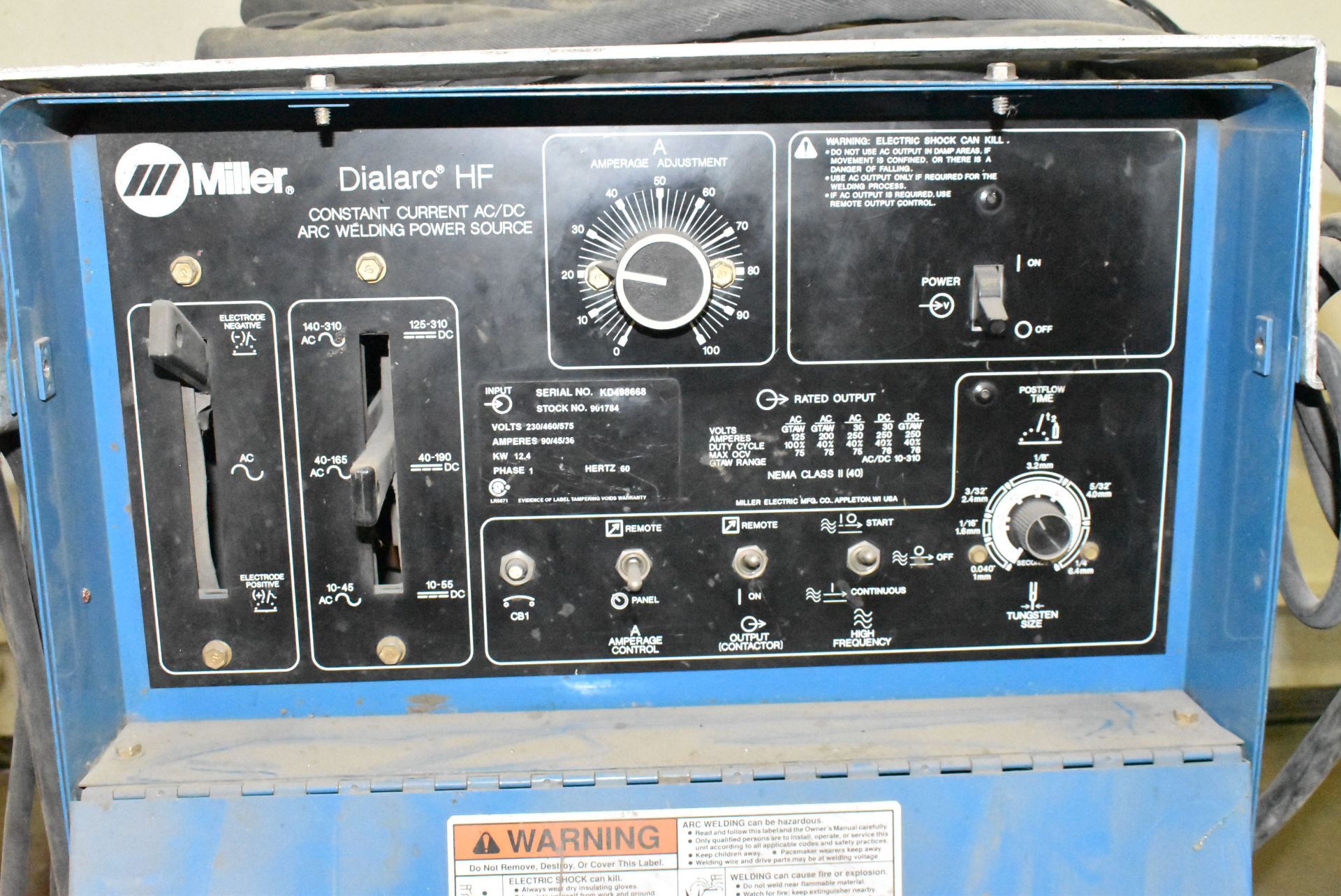 MILLER DIALARC HF AC/DC ARC WELDER S/N: KD498668 - Image 4 of 6