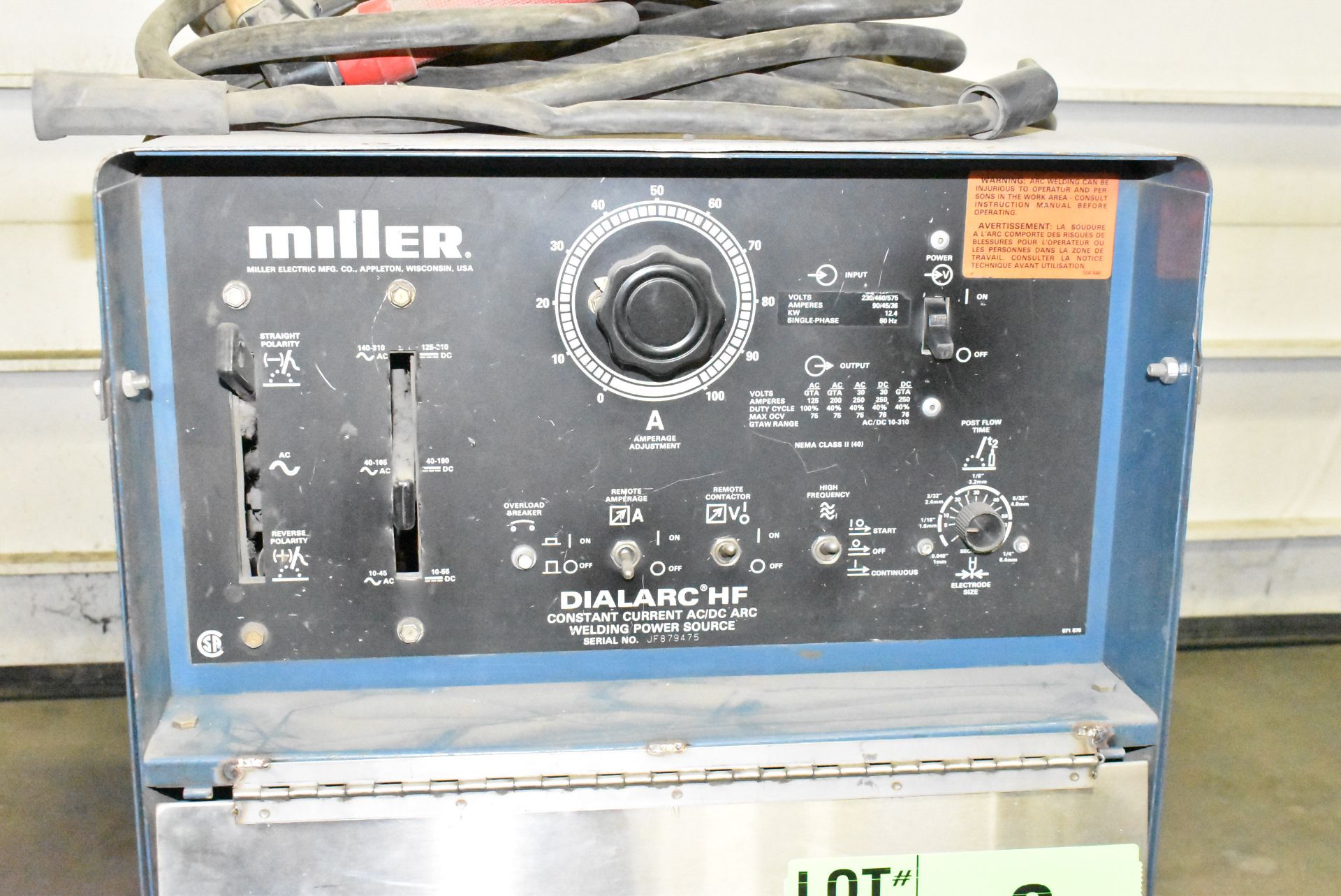 MILLER DIALARC HF AC/DC ARC WELDER S/N: JF879475 - Image 2 of 6