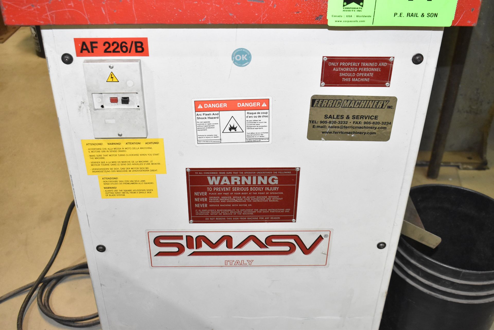 SIMASV AF-B CORNER NOTCHER WITH 8.75" X 8.75" BLADES S/N: C3662 (CI) - Image 3 of 7