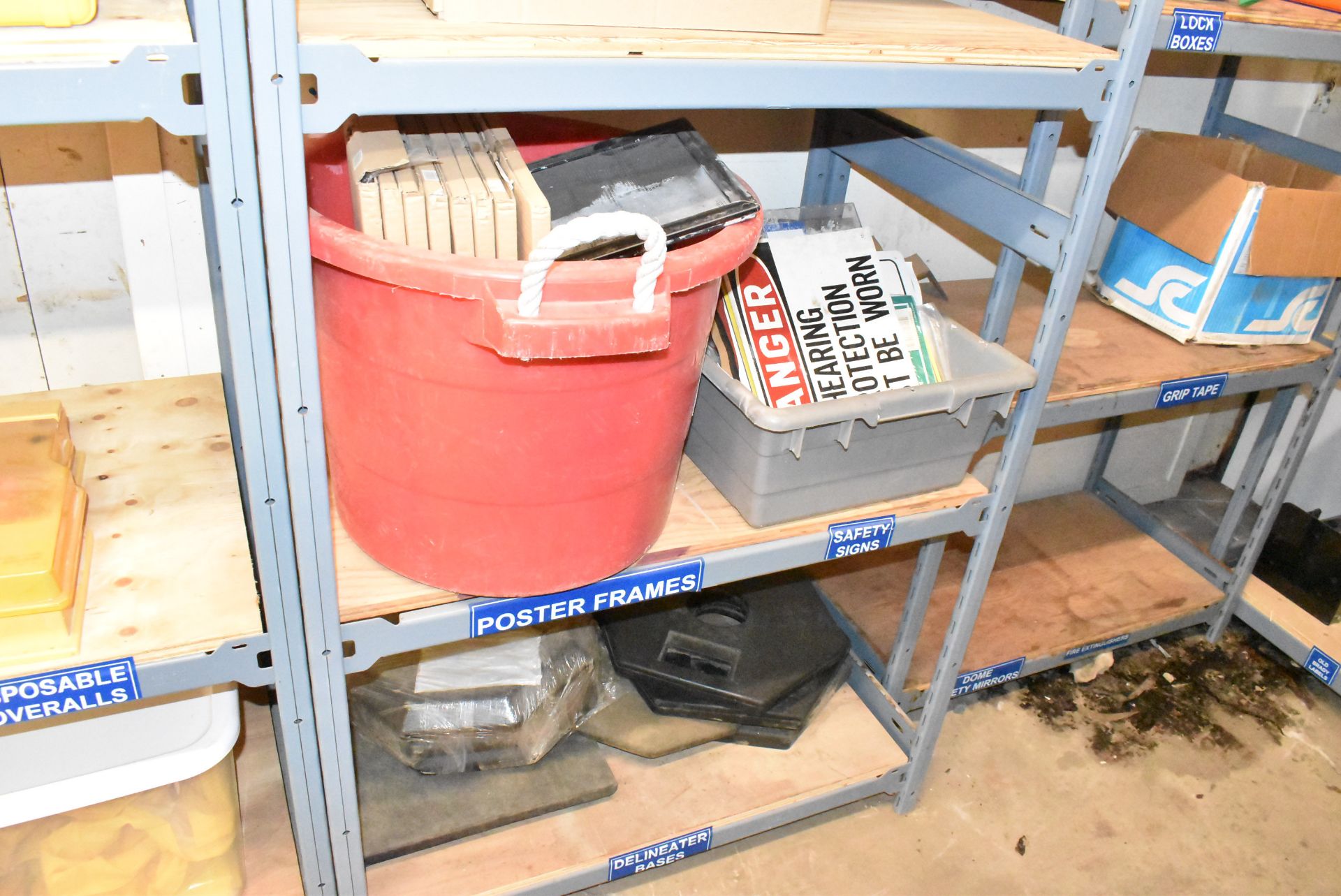 LOT/ ADJUSTABLE RACKING WITH CONTENTS CONSISTING OF CHEMICAL SPILL SUPPLIES (CI) [RIGGING FEE FOR - Image 6 of 7