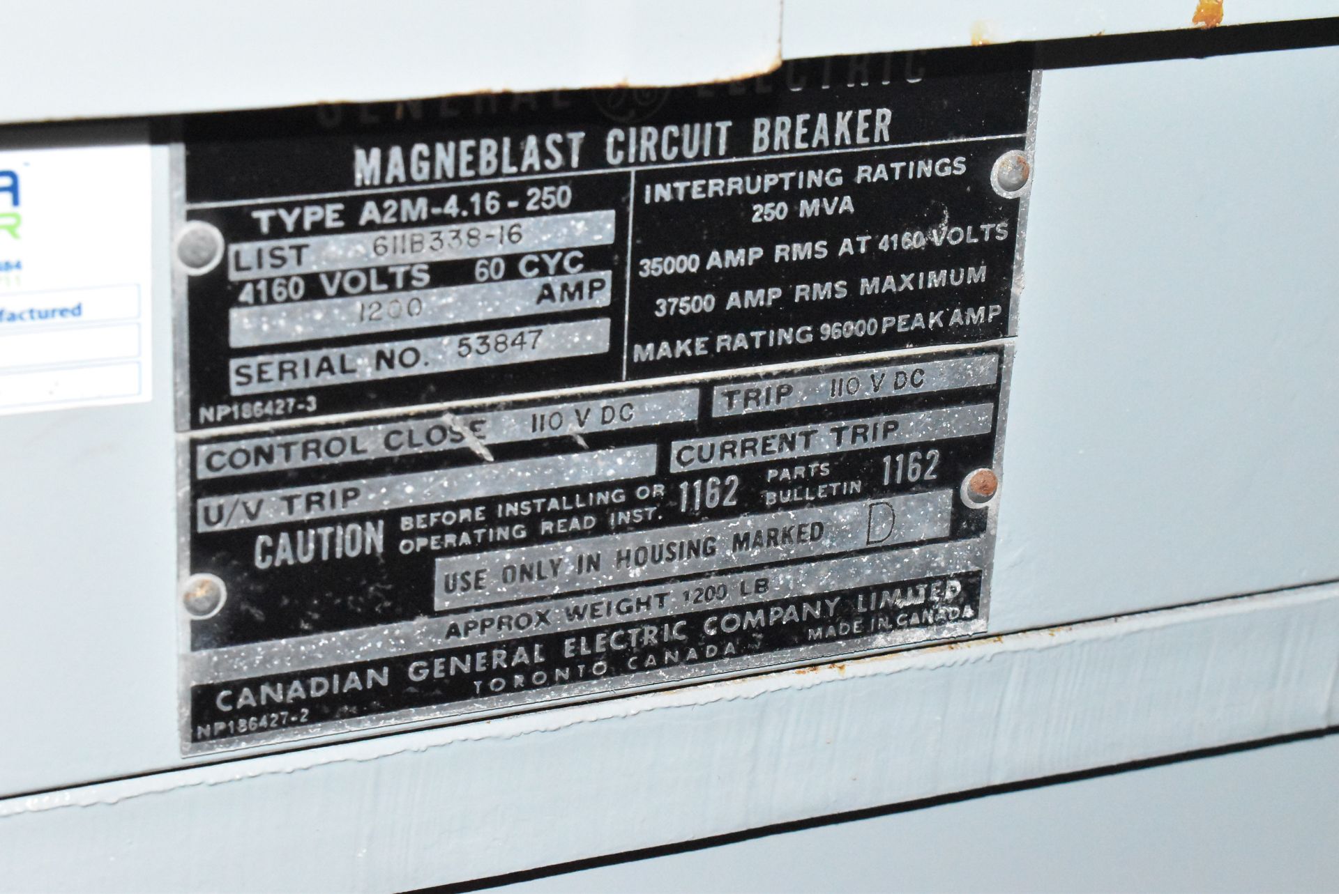 LOT/ CONTENTS OF ROOM CONSISTING OF GENERAL ELECTRIC CONTROL PANEL, MAGNEBLAST 4160 VOLT CIRCUIT - Image 8 of 14