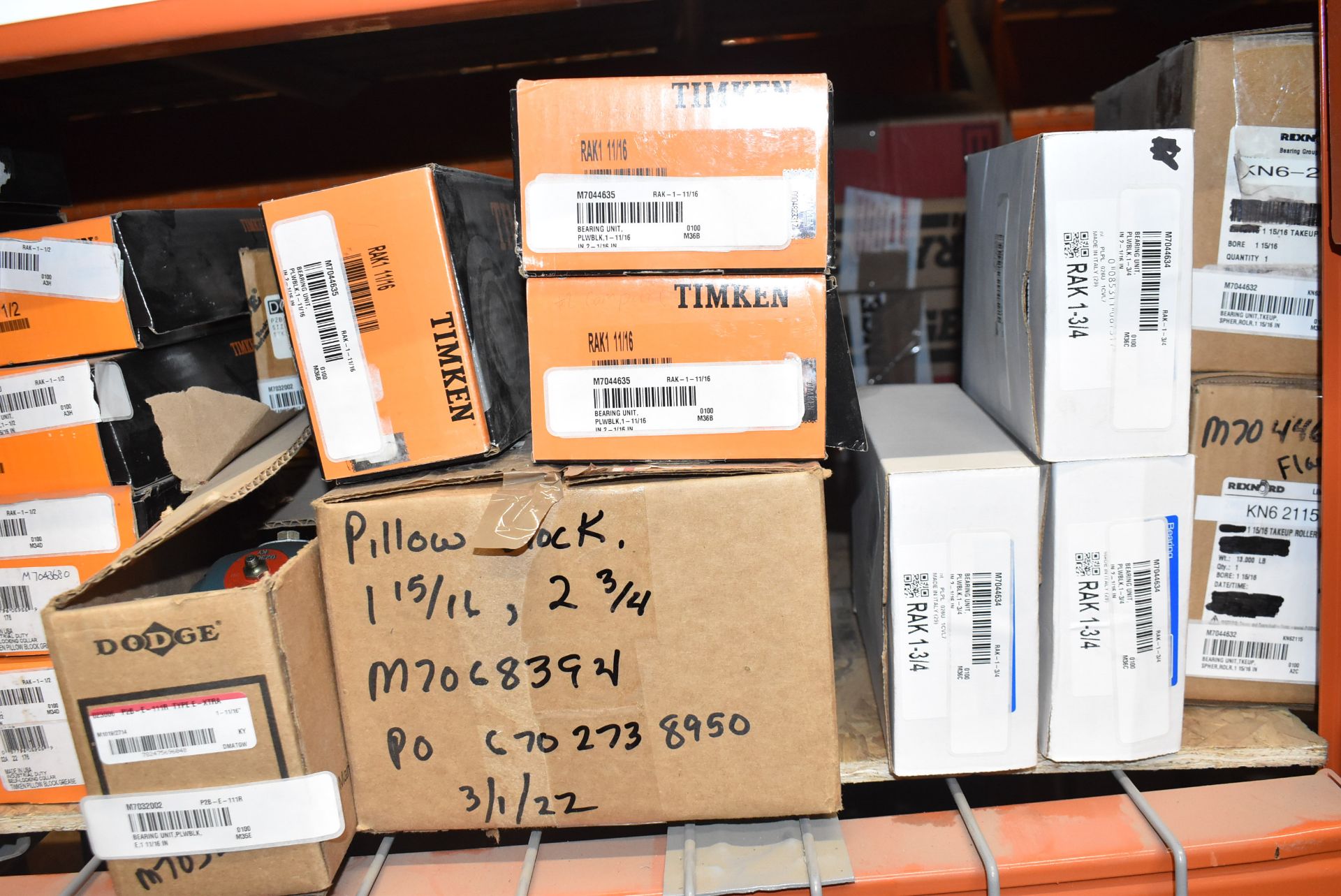 LOT/ CONTENTS OF RACK CONSISTING OF TIMKEN, NTN  AND DODGE BEARINGS AND PILLOW BLOCKS (CI) [ - Image 9 of 9