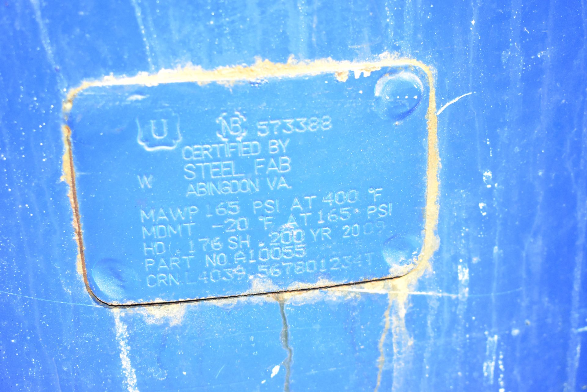 MFG UNKNOWN (2009)  RECEIVER TANK WITH 165 PSI MAWP @ 400 DEG F, S/N N/A (CI) [RIGGING FEE FOR - Image 2 of 2