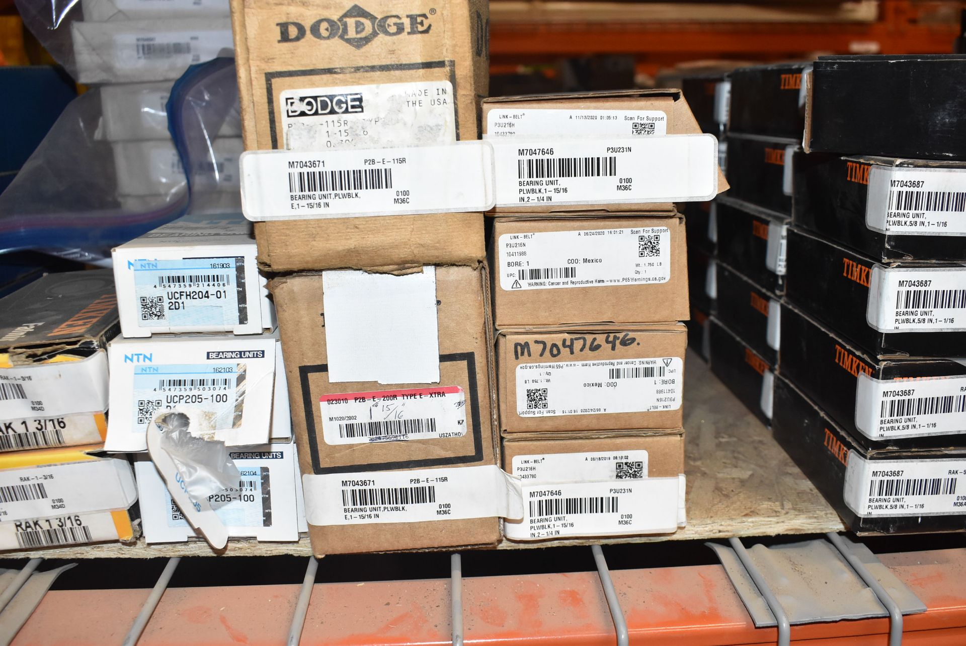 LOT/ CONTENTS OF RACK CONSISTING OF TIMKEN, NTN  AND DODGE BEARINGS AND PILLOW BLOCKS (CI) [ - Image 4 of 9