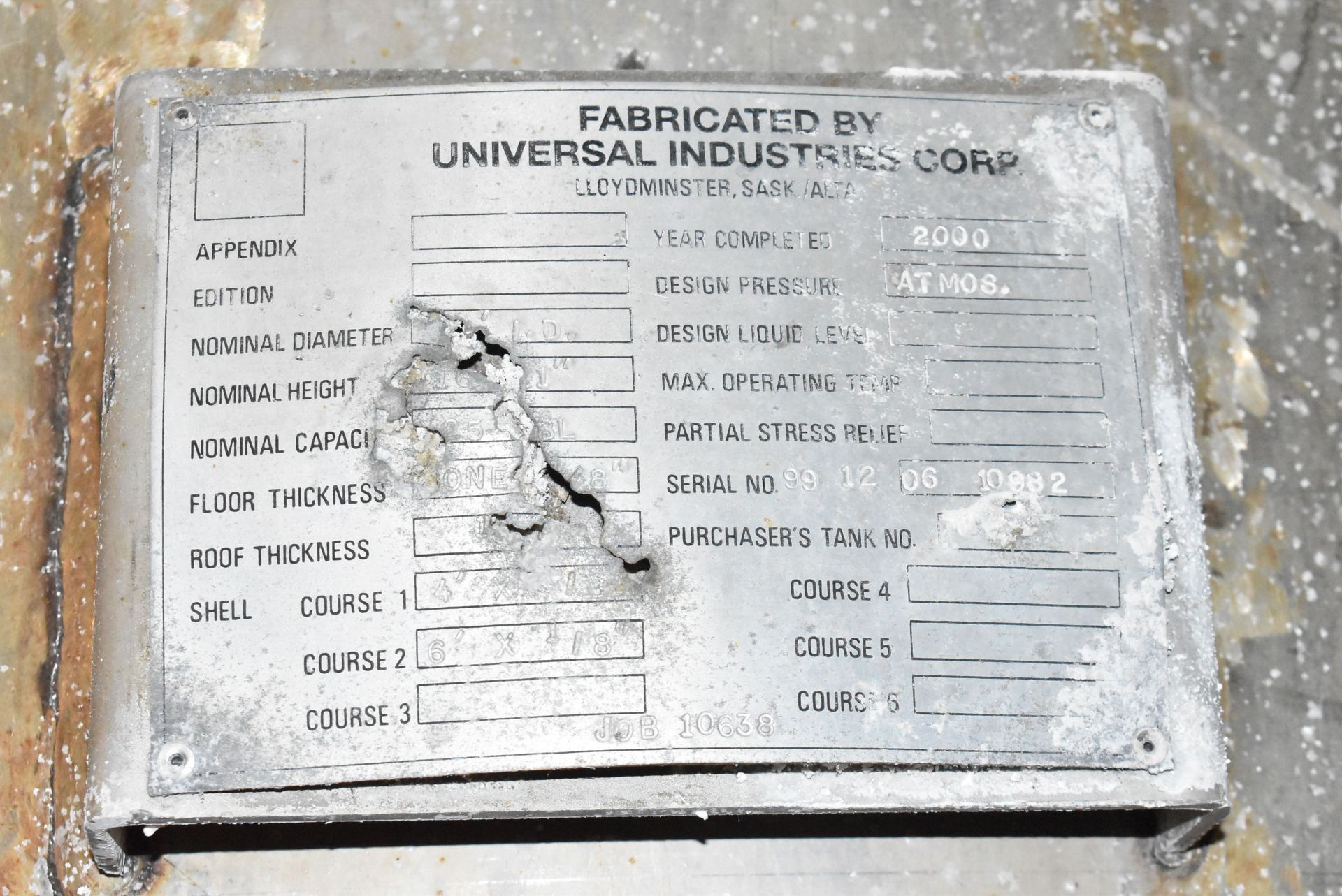 UNIVERSAL INDUSTRIES (2000) STAINLESS STEEL JACKETED STORAGE TANK WITH DISCHARGE PORT, S/N 99 12 - Image 3 of 3