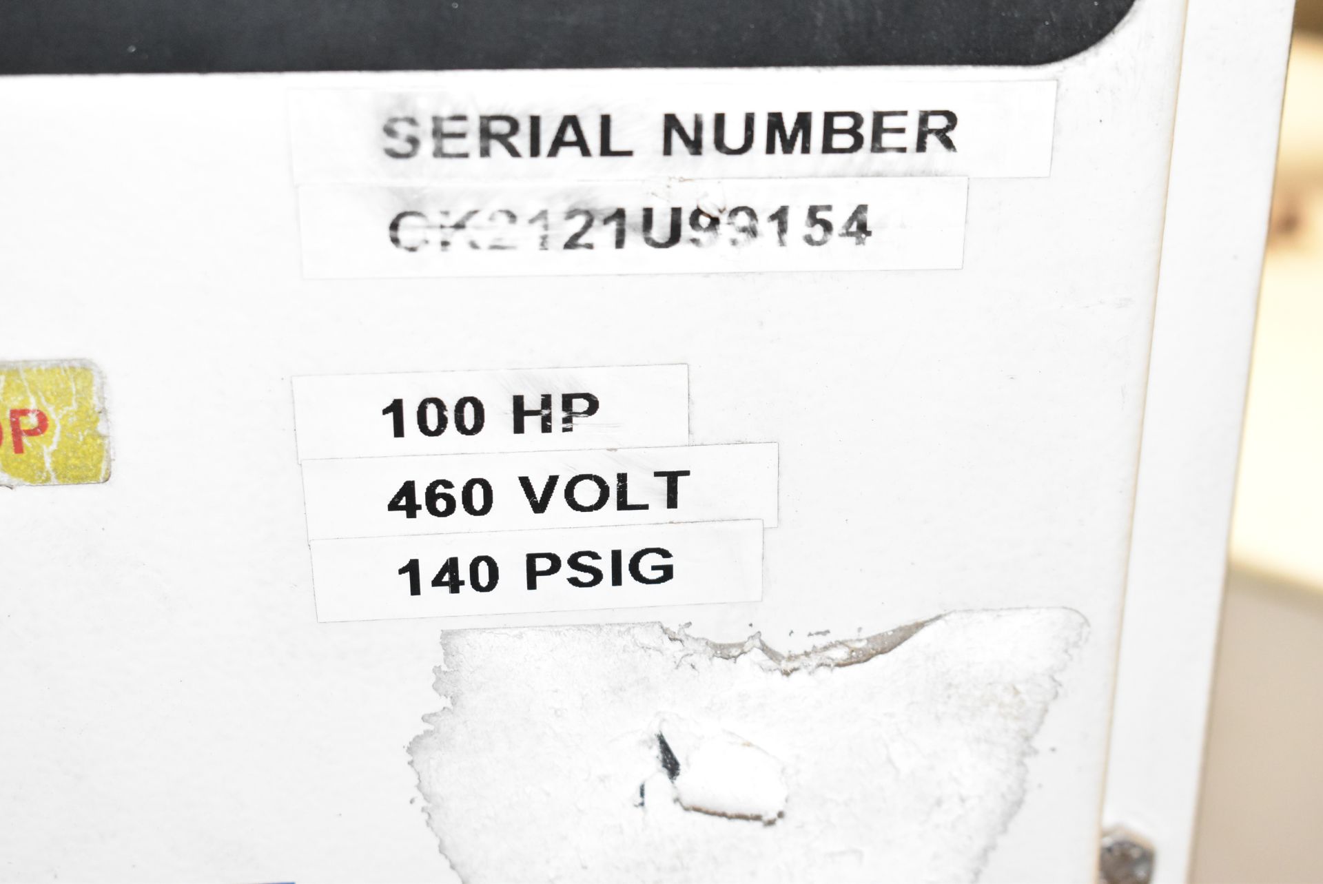 INGERSOLL RAND SSR HP-100 100 HP AIR COMPRESSOR 1775 RPM MAX. OPERATING SPEED, 140 PSIG MAX. - Image 5 of 8