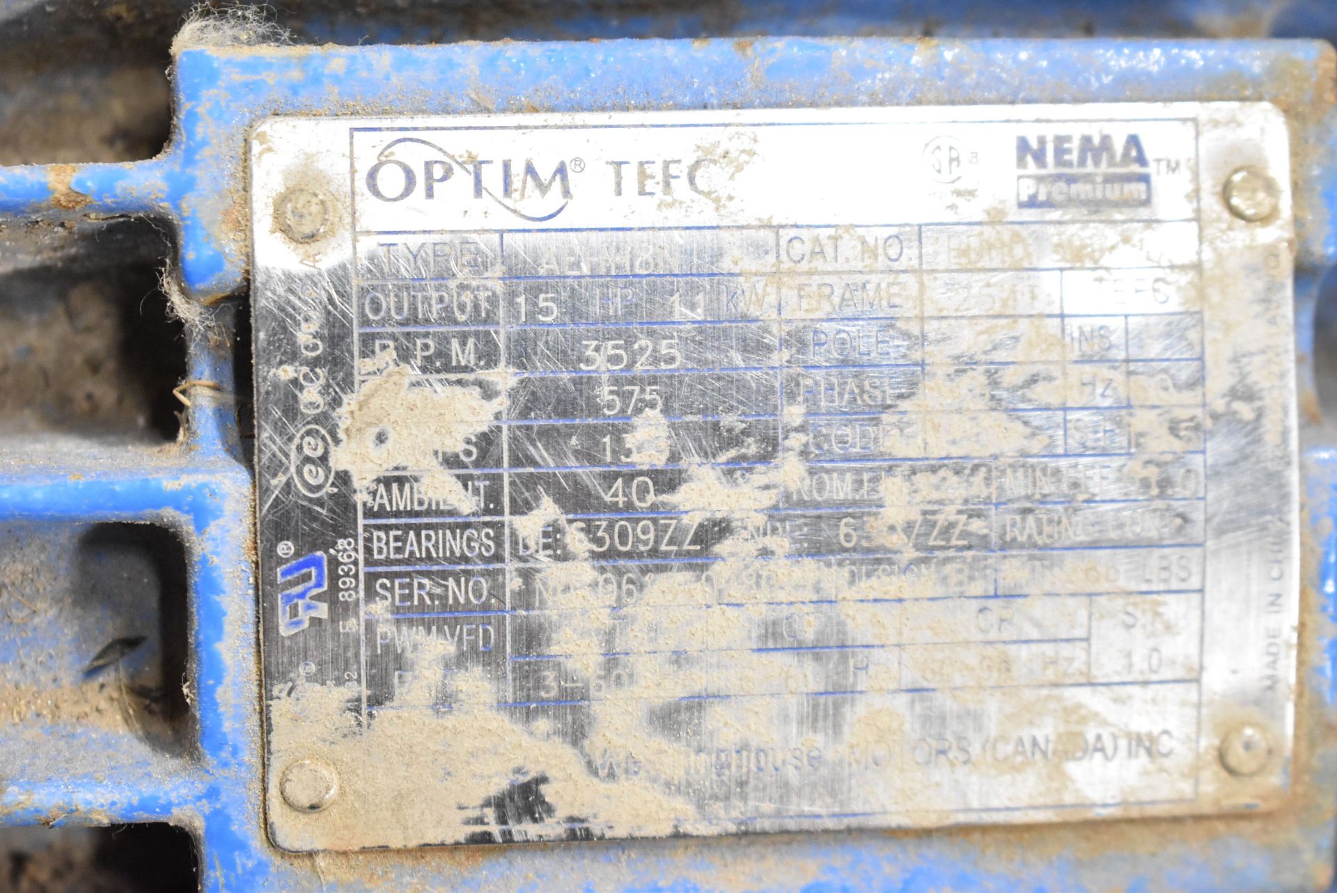 OPTIM TEFC 15HP, 3525RPM MOTOR AND EAGLE A100-S PUMP 3X2-6C SIZE 150 USGPM CAPACITY, 150FT 65PSI, - Image 3 of 4