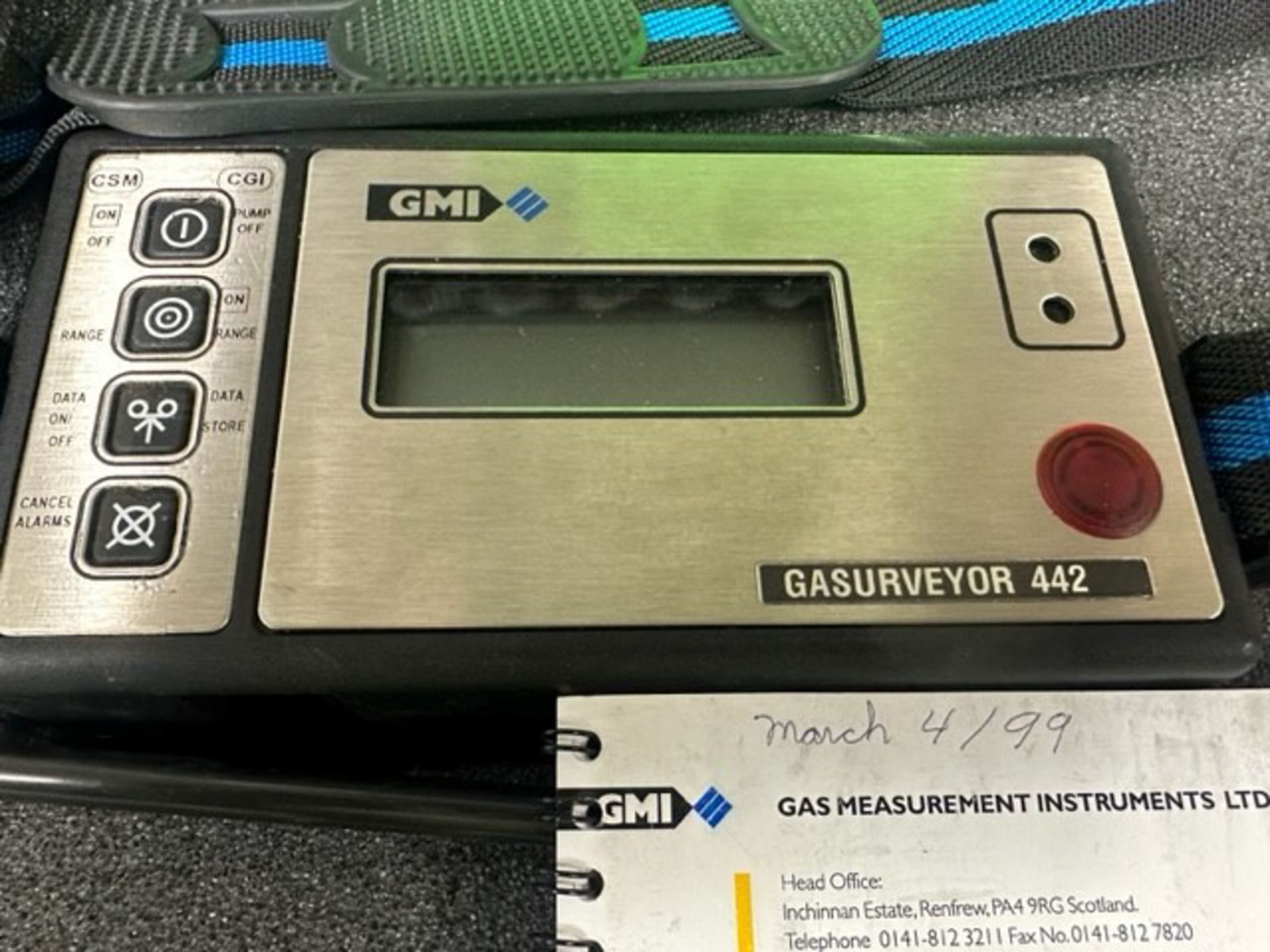 GMI GASURVEYOR 442 PORTABLE GAS DETECTOR S/N N/A [RIGGING FEE FOR LOT #571 - $20 CAD PLUS APPLICABLE - Image 3 of 4