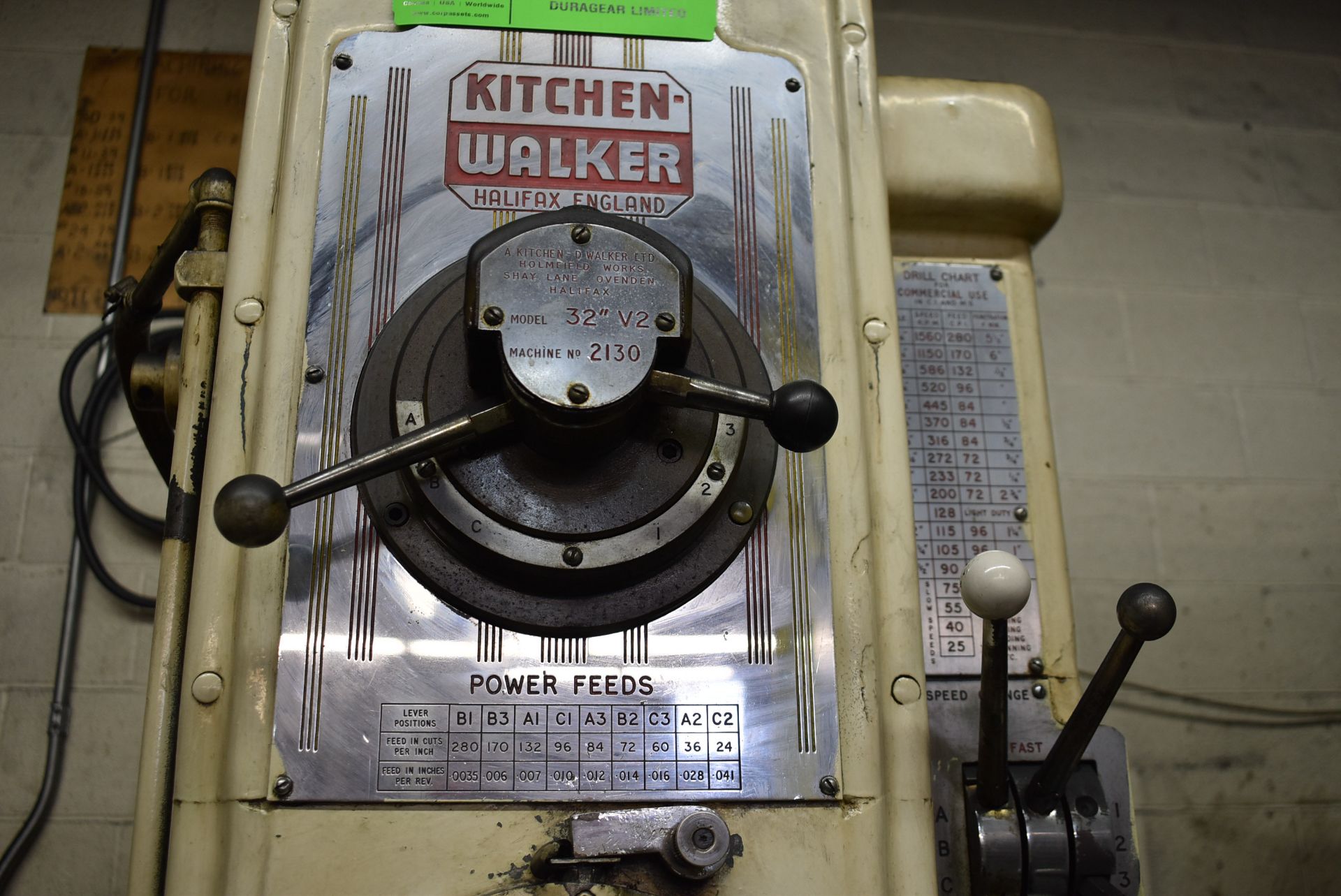 KITCHEN WALKER V2 32" GEAR HEAD DRILL WITH 15" X 27" T-SLOT TABLE, SPEEDS TO 1560 RPM, S/N - Image 6 of 8