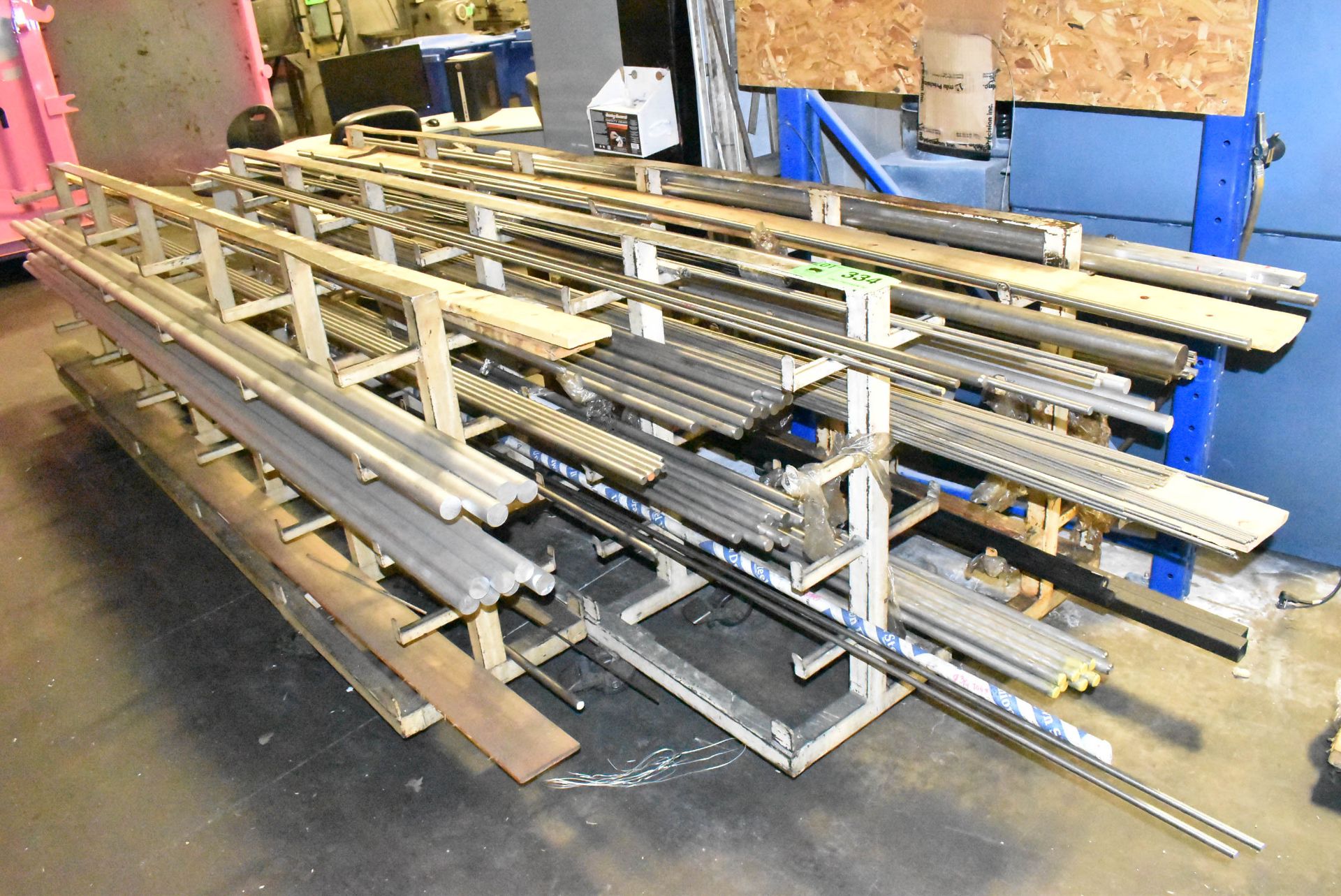 LOT/ CONTENTS OF (3) RACKS CONSISTING OF FERROUS AND NON-FERROUS BAR STOCK (RACKS NOT INCLUDED)