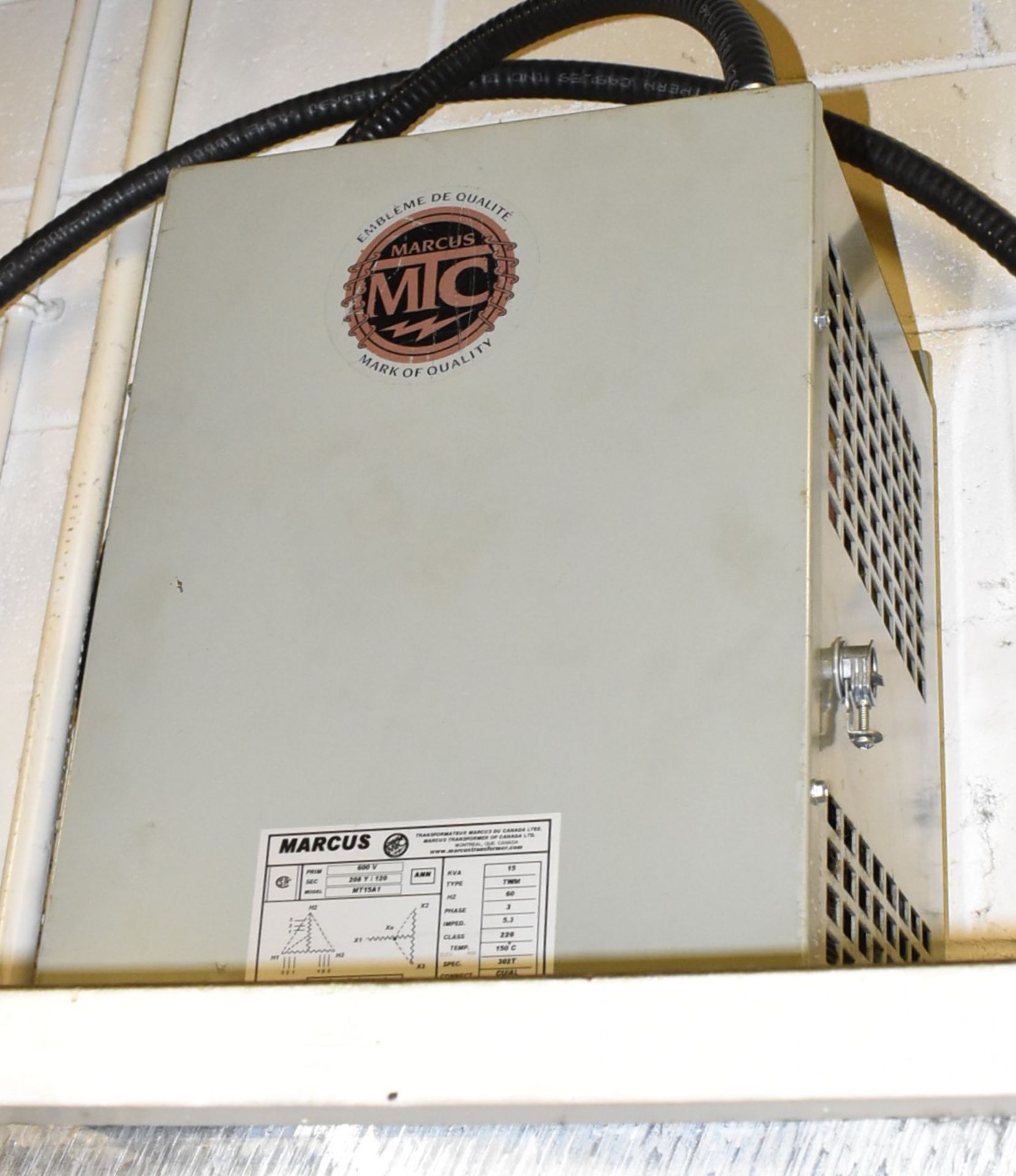 MARCUS 15 KVA TRANSFORMER, 600-208-120V/3PH/60HZ, S/N 4399-315ENCL1 (CI) [RIGGING FE FOR LOT #