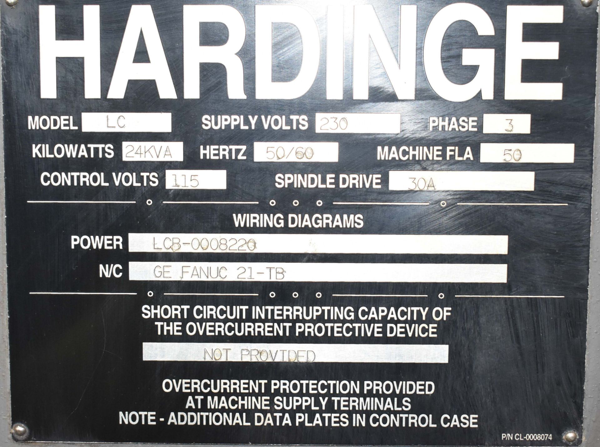 HARDINGE LC COBRA 42 CNC TURNING CENTER WITH GE FANUC 21-TB CNC CONTROL, COLLET CHUCK, 12-STATION - Image 6 of 9