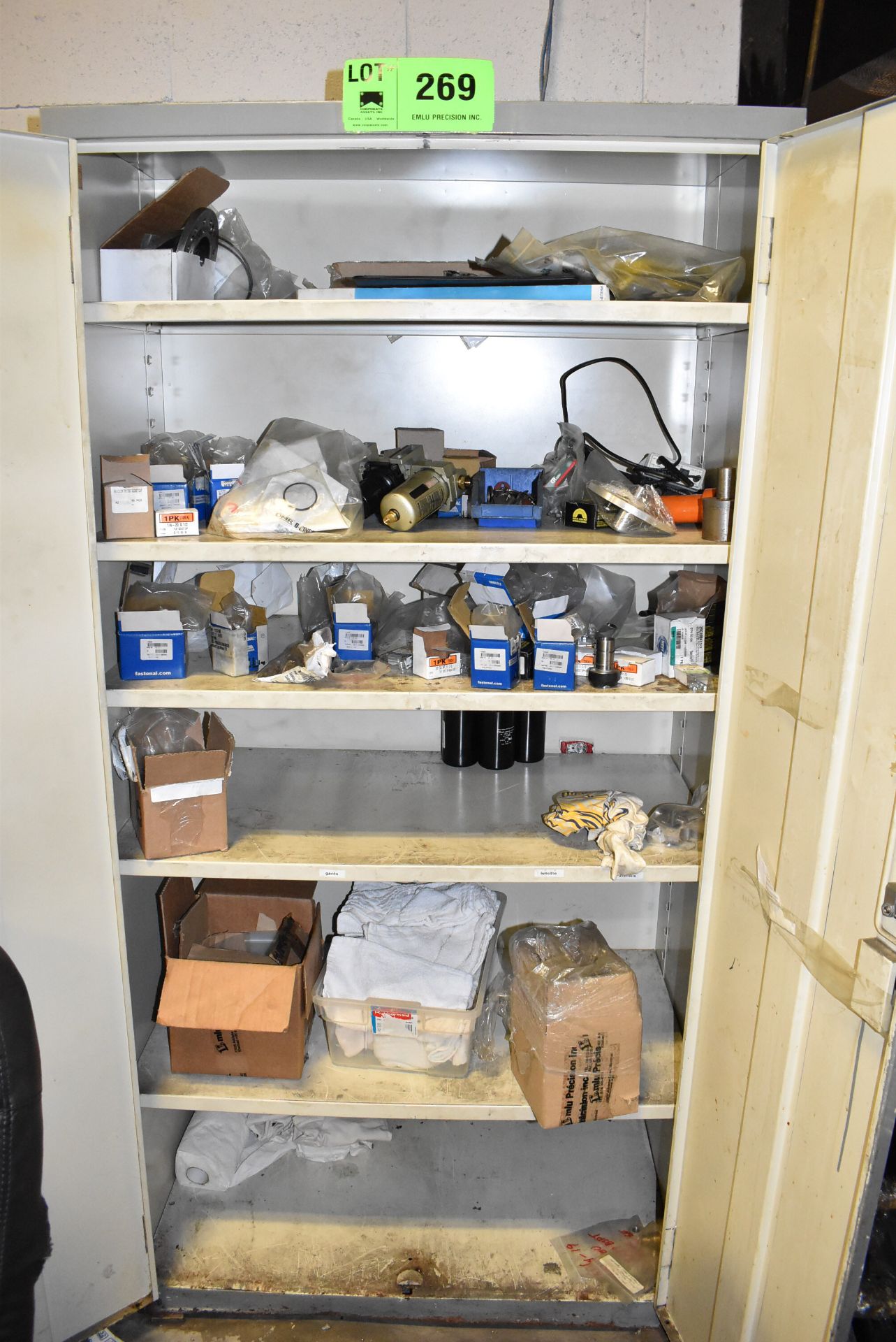 LOT/ CABINET WITH CONTENTS CONSISTING OF PARTS AND SUPPLIES