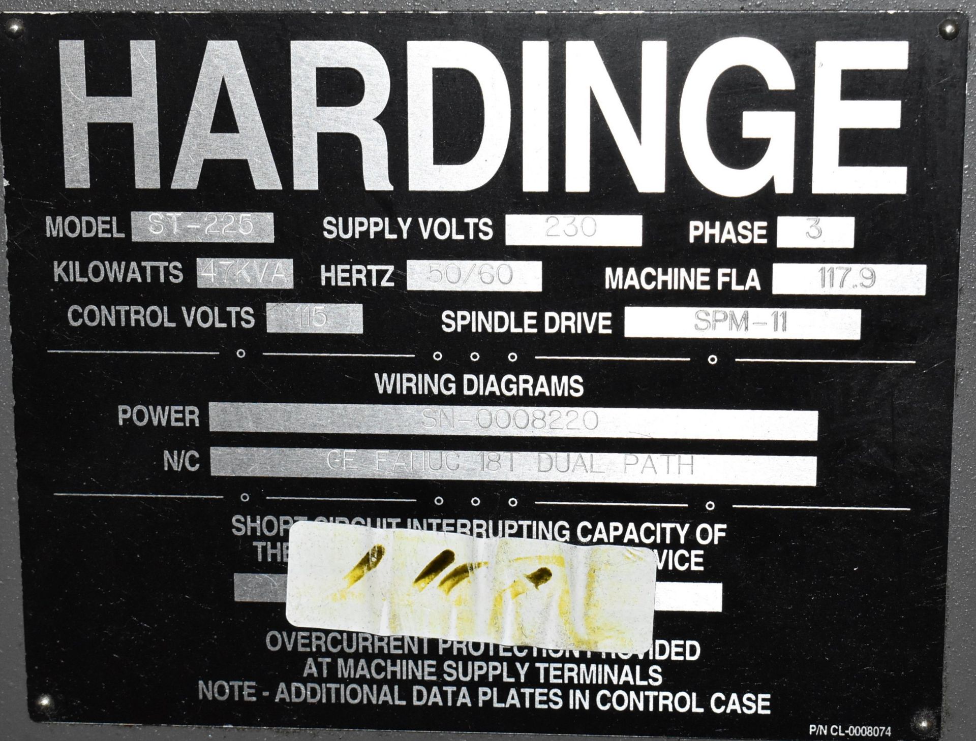 HARDINGE ST-225 CNC SWISS STYLE LATHE WITH GE FANUC 1ST DUAL PATH CNC CONTROL, TURBO CONVEYOR CHIP - Image 9 of 10