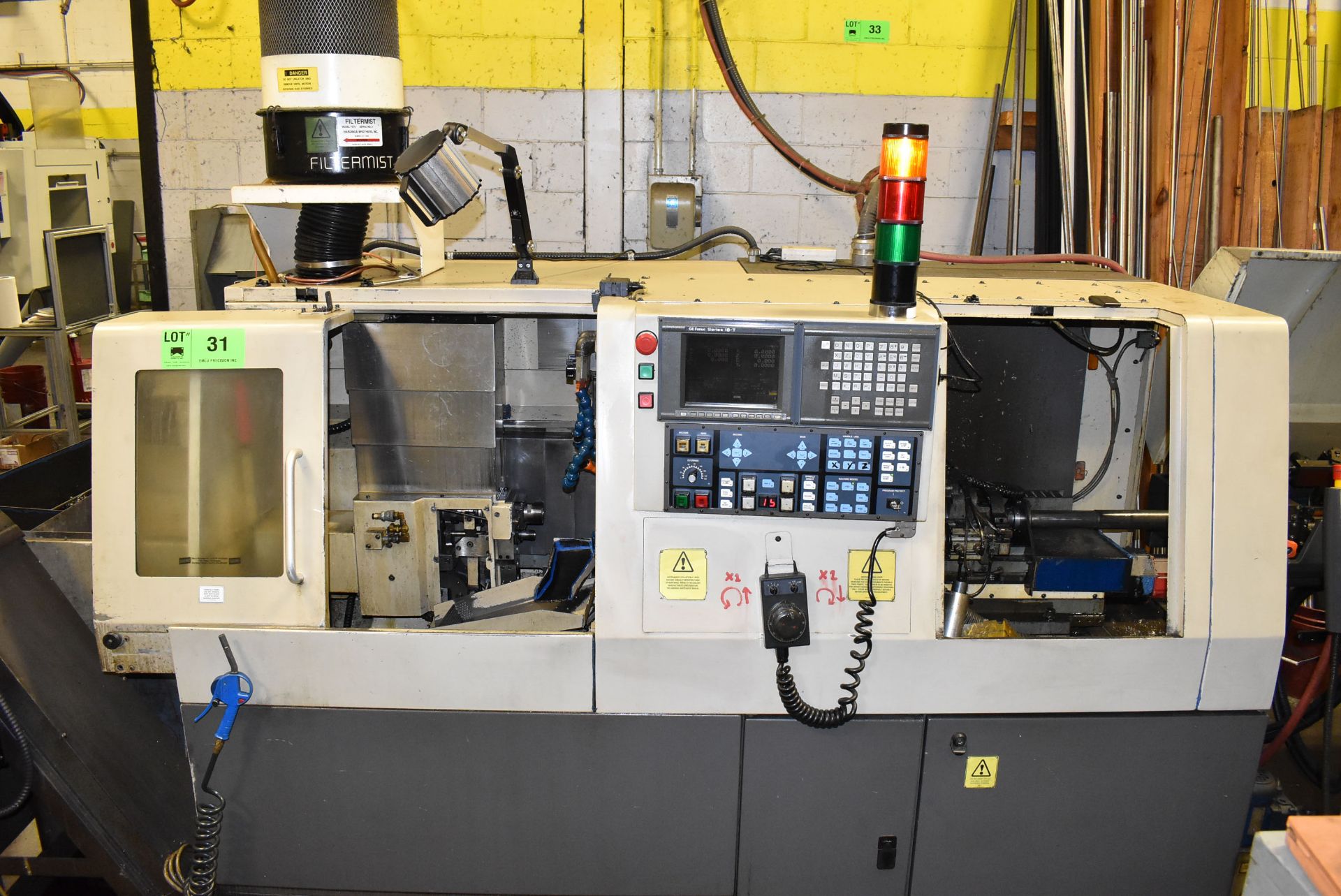 HARDINGE ST-225 CNC SWISS STYLE LATHE WITH GE FANUC 1ST DUAL PATH CNC CONTROL, TURBO CONVEYOR CHIP