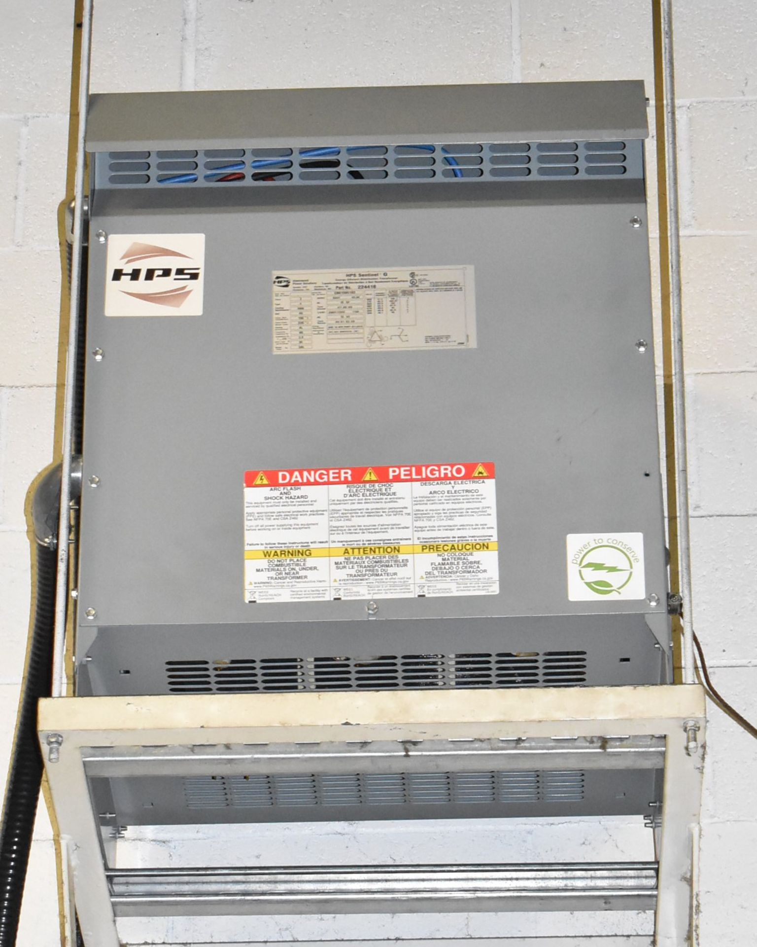 HAMMOND POWER SOLUTIONS 45 KVA TRANSFORMER, 600-230-133V/3PH/60HZ, S/N CB01085183 (CI) [RIGGING FE