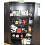 LOT/ CABINET WITH CONTENTS CONSISTING OF OILS AND SUPPLIES